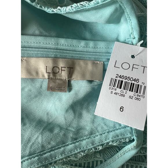 Ann Taylor LOFT Womens Dress Sz 8 Aqua‎ Blue Lace Halter Sleeveless NEW - Picture 10 of 10